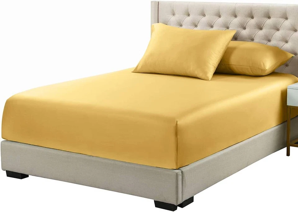 Sábana bajera 100 % bambú única viscosa ultra suave enfriamiento suave sedoso Foto 1 de 2