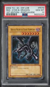 2002 Yu-Gi-Oh! Red-Eyes Black Dragon LOB LDB-P070 Ultra Rare 1st Edition PSA 10 - Picture 1 of 1