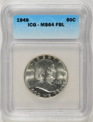 1949 Franklin Silver Half Dollar 50c ICG MS64 FBL 6083060106 - Image 1 of 4