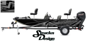 Pontoon Fishing Graphic Decal Boat Vinyl Wrap Modern Lines Shapes Light Grey USA - Photo 1/1