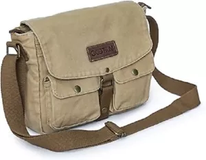 Canvas Messenger Bag - Vintage Crossbody Shoulder Bag Military Satchel - Picture 1 of 7