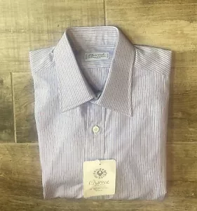 $795 NWT Charvet Purple Striped 100% Cotton Dress Shirt Size 16 / 40.5 - Picture 1 of 3