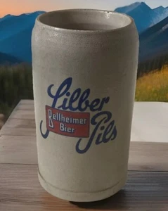 Vintage German Stoneware Beer Stein Mug, Bellheimer Bier Lilber Pils Rare 1L EXC - Picture 1 of 20