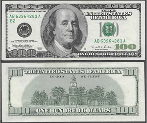 aUNC 1996 US $100 One Hundred Dollar Bill Federal Reserve Note (NYC Fed) - Picture 1 of 6