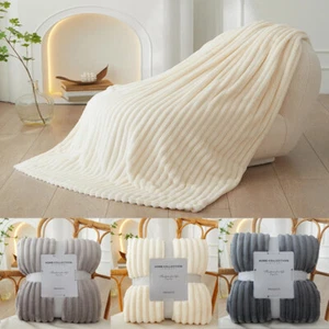 Soft Warm Cozy Throw Blanket with Fluffy Sherpa Fleece Sofa Couch Bed Blanket - Picture 1 of 9