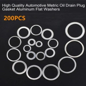 Kit surtido de arandela plana de aluminio tapón de drenaje de aceite métrico automotriz 200 piezas - Imagen 1 de 4