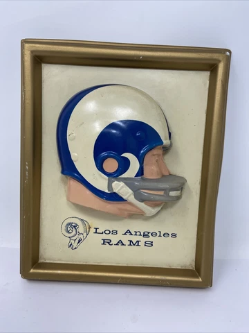 Vintage NFL 1965 Los Angeles Rams Technigraph Football Helmet Wall Plaque Cover
