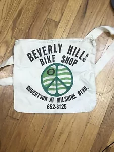Vintage BEVERLY HILLS Canvas Bicycle Bag BIKE SHOP 1970s ECOLOGY FLAG Newspaper - Picture 1 of 9