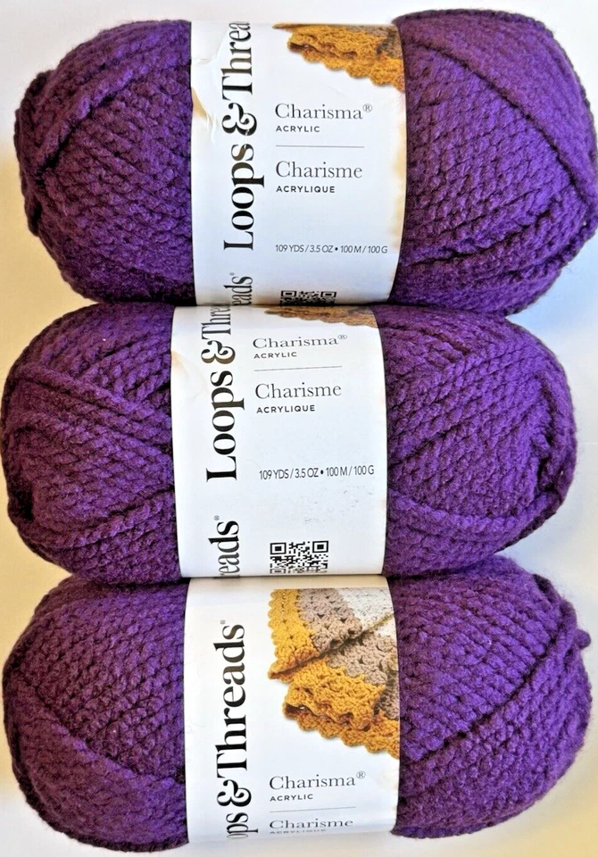 Loops & Threads Charisma Yarn Dark Purple 109 Yards Acrylic Bulky 5