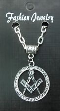 Masonic Square & Compass Necklace 20" or 24 Inch Freemason Mason Freemasonary