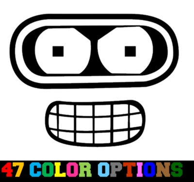 Vinyl Decal Truck Car Sticker Laptop - Television Cartoon Futurama Bender Face - Image 1 of 2