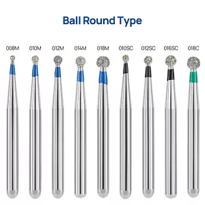 JMU Dental FG Diamond Burs for High Speed Handpiece, Medium Grit Round Bur 5pcs - Picture 1 of 14