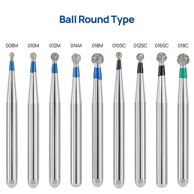 JMU Dental FG Diamond Burs for High Speed Handpiece, Medium Grit Round Bur 5pcs - Image 1 of 4