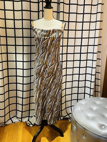 Abito slip Michael Kors nero bianco e oro taglia S nuovo con etichetta vendita al dettaglio 110€