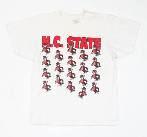 Vintage NC State Wolfpack Shirt Adult M White College Sports 70s Big Logo USA Cover