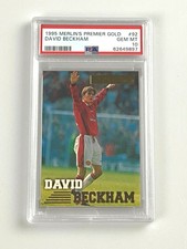 'Rare' 1996 Merlin's​ Premier, David​ Beckham​ #92, Rookie, PSA10!! (pop 23)