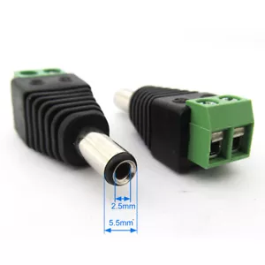 5.5x2.5mm 2.5mm CCTV DC Power Male Plug Free Solder Terminal Screw Connector lot - Picture 1 of 14