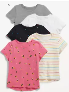 Old Navy Softest Printed Girls T-Shits 5 Pack Multi Stripes/Fruit XL XLarge - Picture 1 of 1