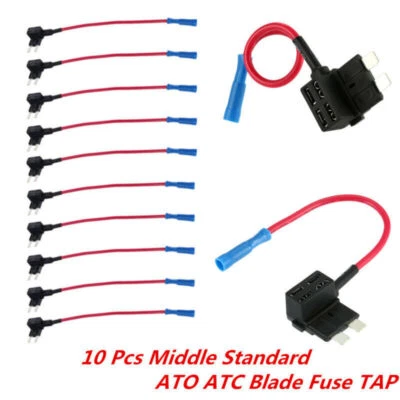10x Auto Car ATO ATC Blade Fuse TAP Medium Middle Standard Dual Circuit Adapter - Image 1 of 4