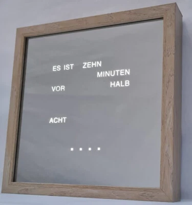 Wortuhr- Uhr mit Wortanzeige- Holzdekor- Wörteruhr- Standuhr-Wanduhr-wordclock - Bild 1 von 4