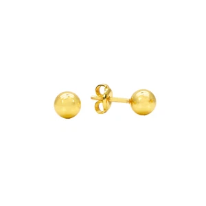 Aretes de bola lisos redondos pulidos altos de oro amarillo de 22 quilates de 4 mm - Imagen 1 de 7