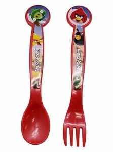 ANGRY BIRDS RED PLASTIC SPOON AND FOR UTENSIL SET OFFICIAL MERCHANDISE - Picture 1 of 1