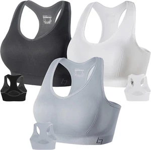 Racerback Sports Bras for Women - Padded Seamless High Impact Support for Yoga G - Picture 1 of 12