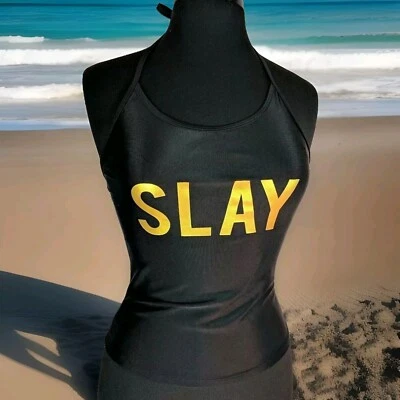 Bobbie Brooks Halter Top Slay Tankini Womens  S Black Bathing Suit Streetwear - Image 1 of 4