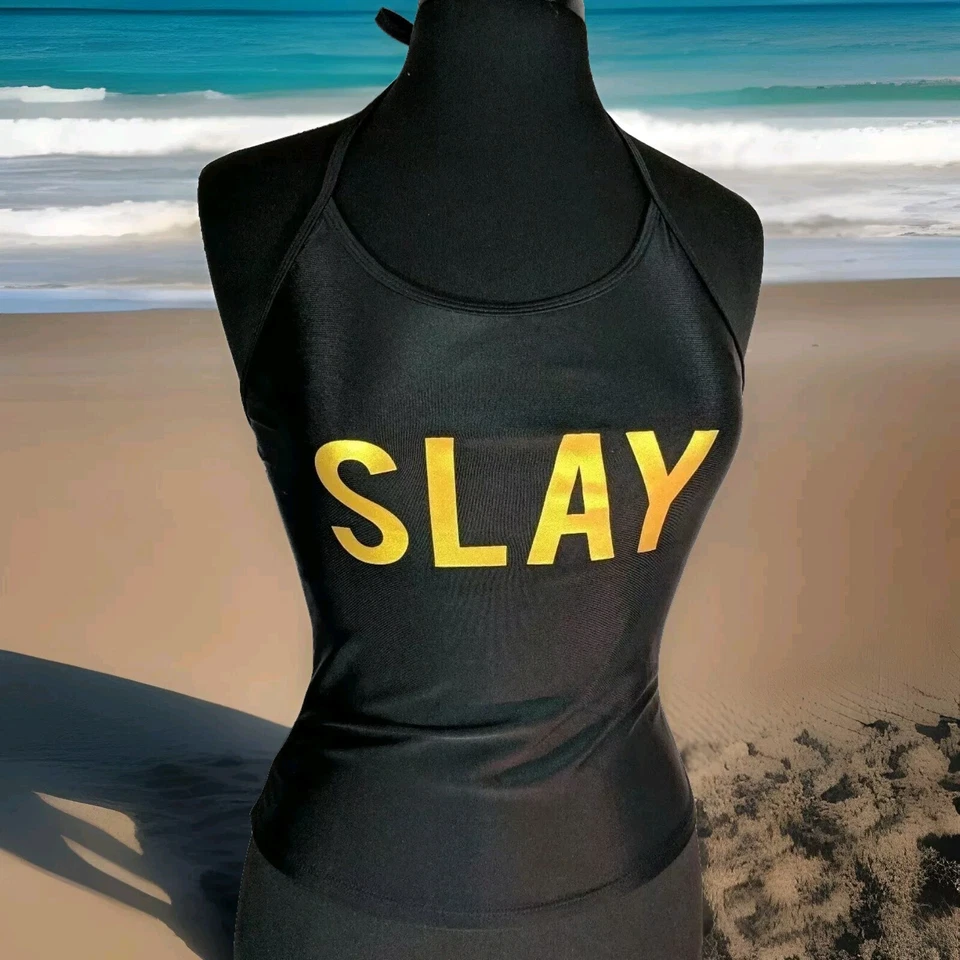 Bobbie Brooks Halter Top Slay Tankini Mujer S Negro Traje de Baño Ropa de Calle Foto 1 de 4