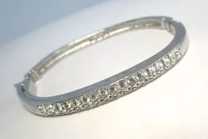 Silver Plate and Swarovski Crystal Bangle Bracelet 20.6 grams - Picture 1 of 4