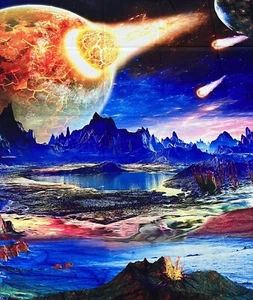 Psychedelic Trippy Planet Wall Tapestry Hanging Hippie Home Decor Trippy - Picture 1 of 5