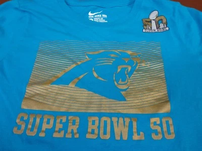 Carolina Panthers Super Bowl 50 Nike Women's T Shirt  Medium Athletic Cut NFL Q8 - Image 1 of 4