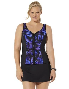 Swimsuits for All Chlorine Resistant Sweetheart Zip Front Tankini Set With Skirt - Picture 1 of 10