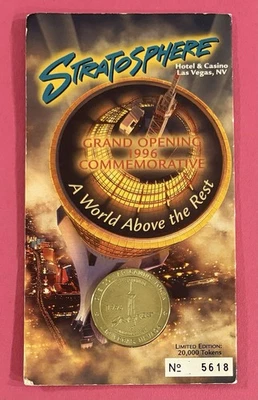 Stratosphere Token 1996 Grand Opening On Card Las Vegas Hotel Casino Ltd Ed R21 - Image 1 of 4