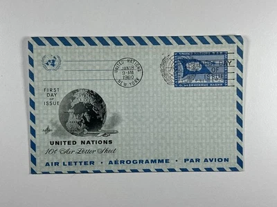 Sobre de papelería hoja letras aéreas UN FDC 1960 10c sin dirección a49 Foto 1 de 2