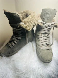 Fitflop Damen Gr. 8 / 39 Wildleder Schnürstiefel Sherpa gefüttert grün warm bequem - Bild 1 von 6