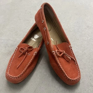 Lands End Damen-Slipper 9,5 orange Veloursleder Loafer Knoten Akzent gepolstert - Bild 1 von 10