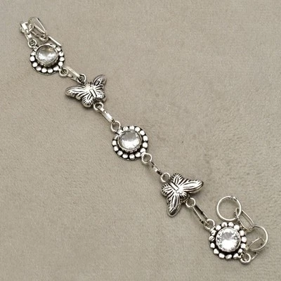 Bracciale in argento sterling 925 con pietre preziose di topazio bianco... - Immagine 1 di 4