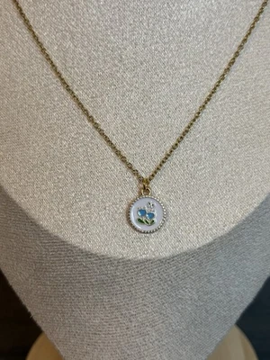 NEW Handmade Gold/Blue Flower Necklace | 18 Inches - Image 1 of 4