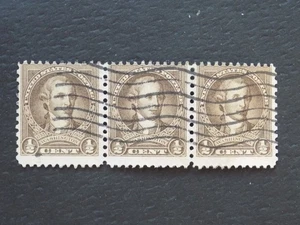 (1) USED STRIP OF (3) U. S. stamps 1/2 C 1932 WASHINGTON-SCOTT#704 - Picture 1 of 2