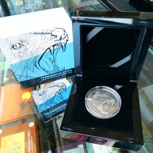 Moneda antigua de plata en alto relieve Nuie 2019 $1 Tasmanian Devil 1 oz - Imagen 1 de 1