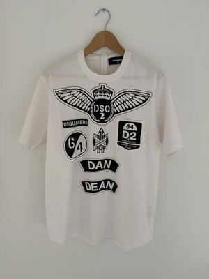 Dsquared2 White Graphic Logo T-Shirt Size 48 (M/L) Made In Italy Excellent Cond - Image 1 of 4