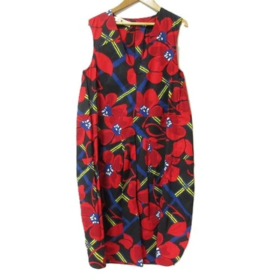 MARNI Vestido Floral Cinta Cuello en V Sin Mangas Talla 40 Rojo Multicolor Mujer USADO Foto 1 de 4