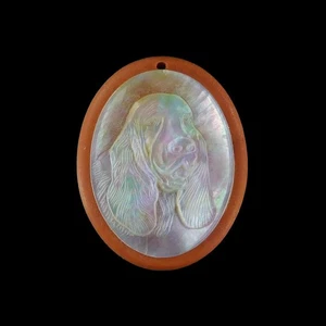 Carved MOP Stone Dog Bead GM062004 - Picture 1 of 4