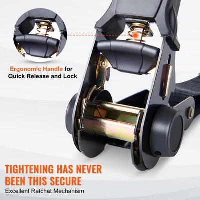 4 Pack 1"x15' Ratchet Tie Down Straps 2200lbs Heavy Duty for Cargo High Quali - Image 1 of 4