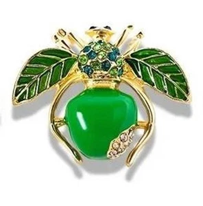 JOAN RIVERS UNSIGNED GREEN APPLE BEE BROOCH - Bild 1 von 1