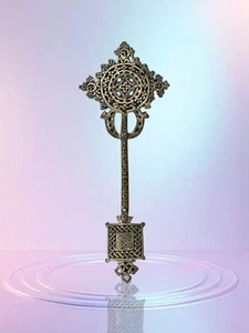Very Rare Vintage Ethiopian Priest Blessing Cross Coptic Cross Cooper - Picture 1 of 13