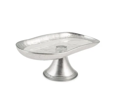 Alzata In Vetro Con Bordo E Piede Argento, Goldie, 27,5Cm - Immagine 1 di 4