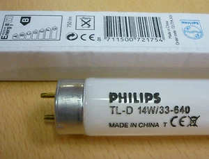 PHILIPS TL-D 14W/33-640 COOL WHITE Leuchtstofflampe 14W 640 T8 360x26mm Kaltweiß - Bild 1 von 3