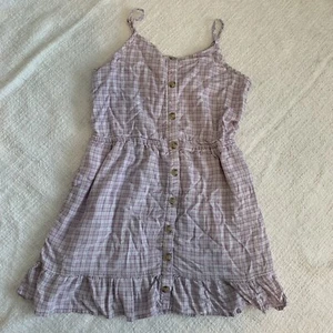 Abercrombie Kids Sundress Girls 11/12 Purple Plaid Twist Back Cinched Waist - Picture 1 of 12